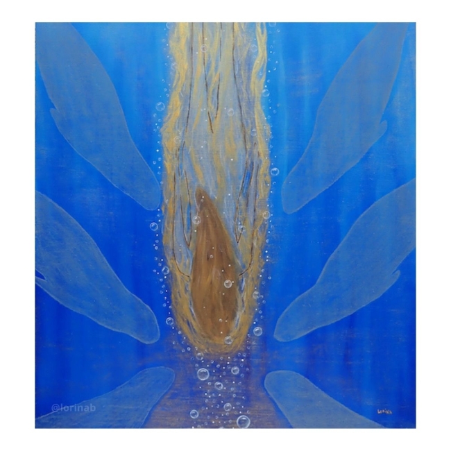 Deep breath / Profonde respiration · huile sur bois avec éléments gravés